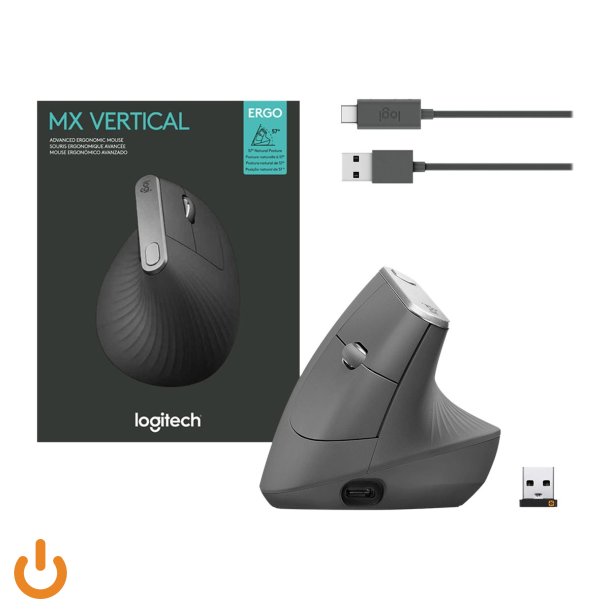 (Ny) Logitech MX Vertical Optisk Trdls Kabling Sort