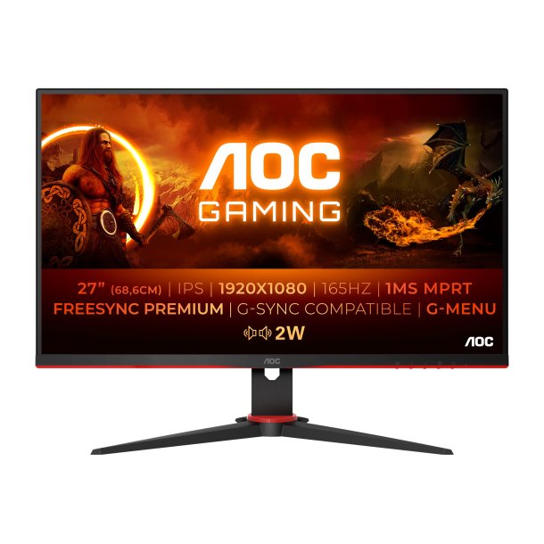 (Ny) AOC Gaming 27G2SPAE/BK 27" 1920 x 1080 (Full HD) VGA (HD-15) HDMI DisplayPort 165Hz