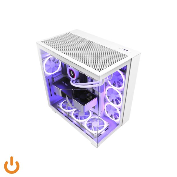 NZXT H series H9 Flow Trn ATX Ingen strmforsyning Hvid