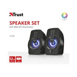 Trust Gemi RGB H�jttalere Sort