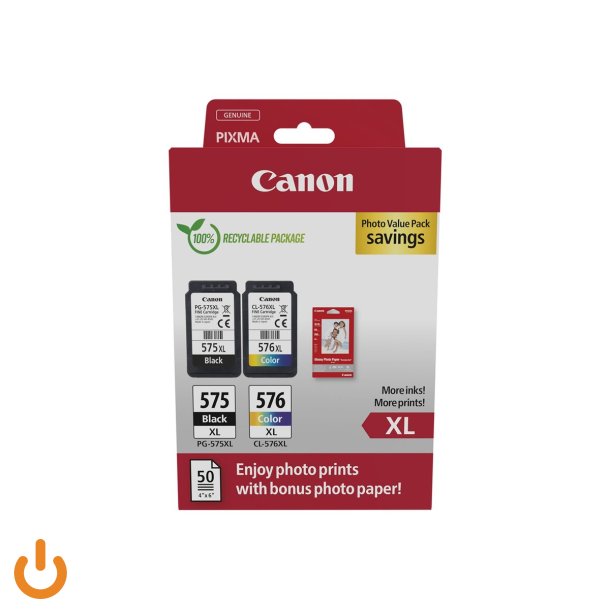 Canon PG-575XL/CL-576XL Photo Paper Value Pack Sort Farve (cyan, magenta, gul) Blkpatron/papirst